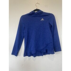 Adidas Climalite Blue Long Sleeve Hooded Sweatshirt Ruffle‎ Girls Size Medium
